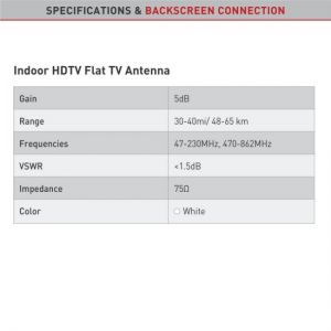 הום בינו - כל מה שצריך לבית מסכי טלוויזיה ואביזרים אנטנה DVB-T שטוחה לקליטת שידורי טלוויזיה של עידן+ Barkan Indoor HDTV AF40P.W